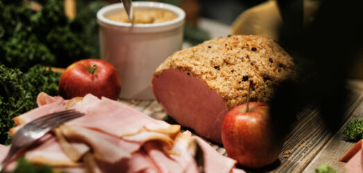 Christmas ham served at the Christmas buffet at Lykke restaurant at Nordic Light Hotel